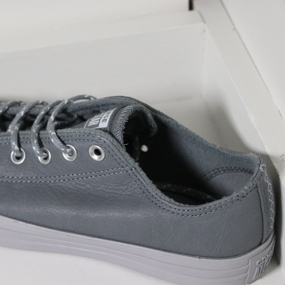 Gray Leather Converse All Star Low Top - Picture 3 of 7